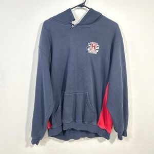 AKWA Classic Hampton Hoodie L USA Made Navy Red Stars Vintage Patriotic American